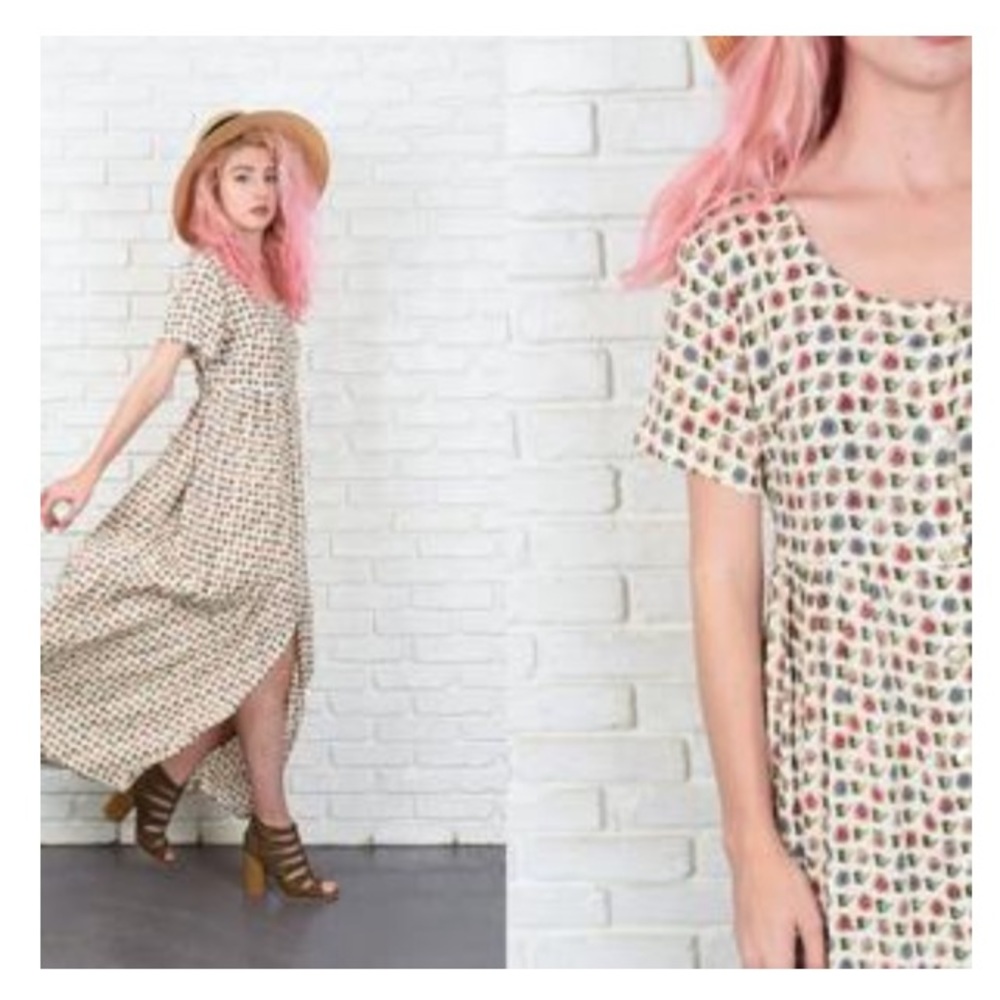 ๐Vintage babydoll maxi floral dress - Picture 1 of 8